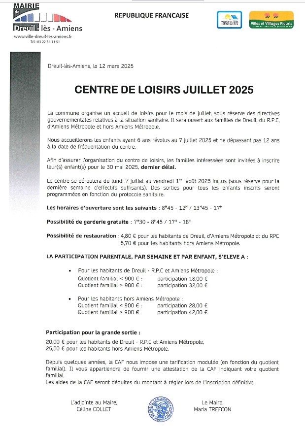 You are currently viewing Inscriptions au centre aéré de Dreuil les Amiens