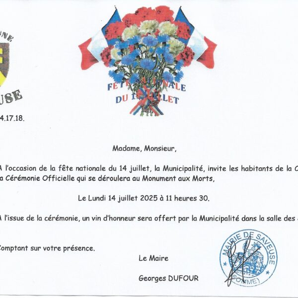 FÊTE NATIONALE CÉRÉMONIE AU MONUMENT AUX MORTS