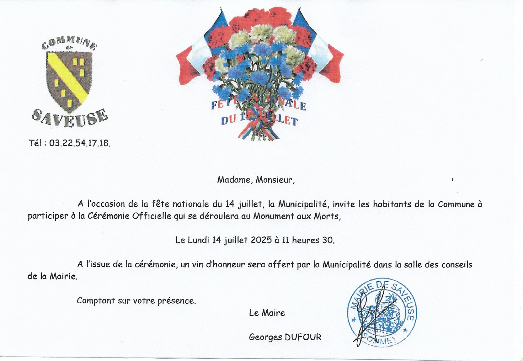 Lire la suite à propos de l’article FÊTE NATIONALE CÉRÉMONIE AU MONUMENT AUX MORTS
