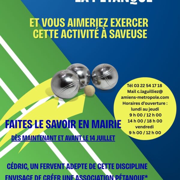 SONDAGE POUR LES AMATEURS DE PÉTANQUE DANS LA COMMUNE