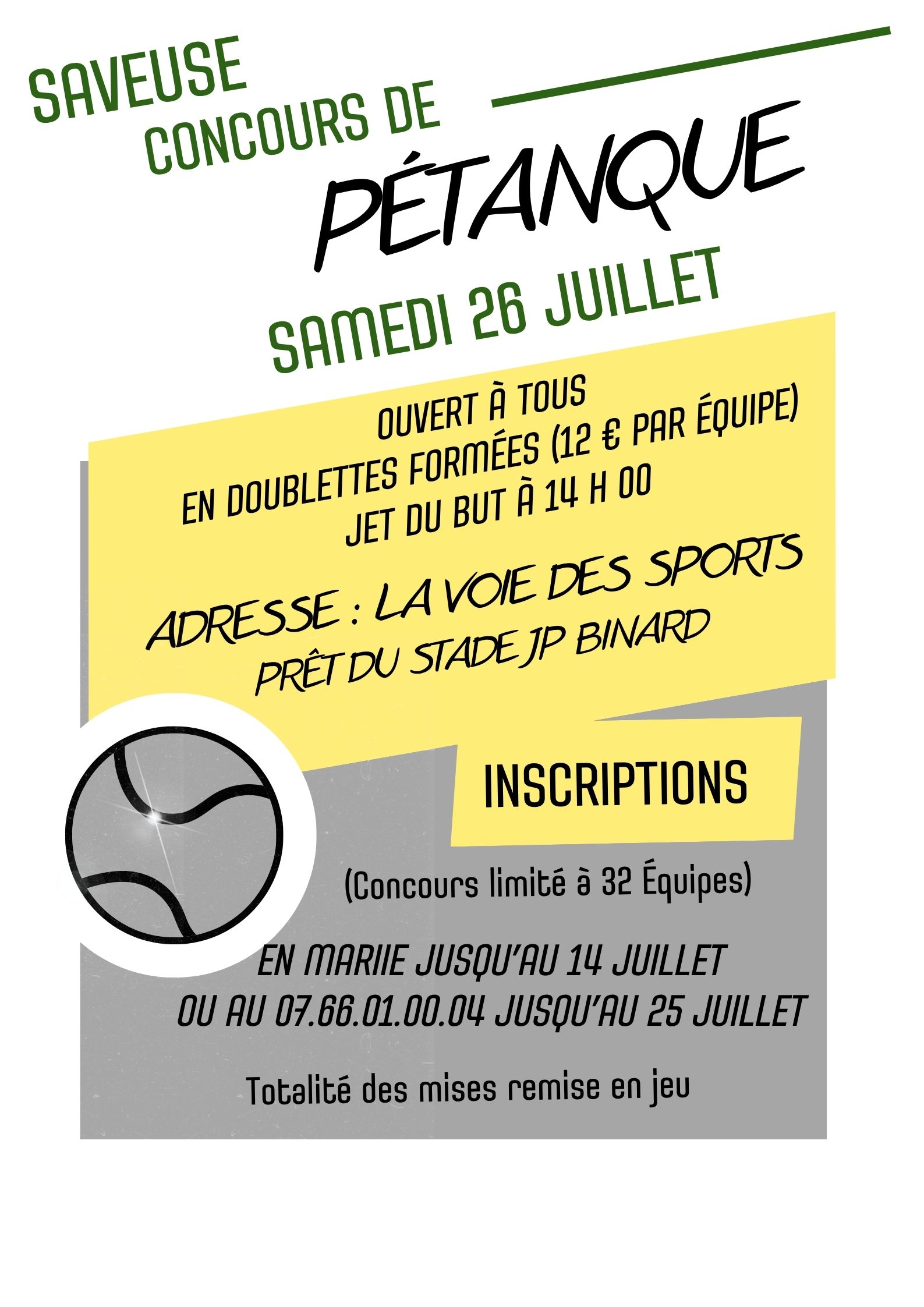 Lire la suite à propos de l’article CONCOURS DE PÉTANQUE
